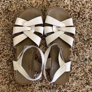 White salt water sandals